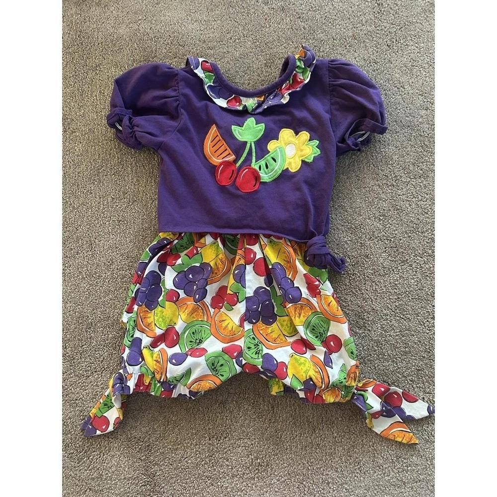 Vintage 90s Era Little By Little Size 4T Romper Colorful Fruit Design